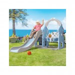 Keezi Kids 5-in-1 170cm Slide and Swing Set Playground Basketball Hoop Ring Outdoor Toys - Blue Keezi Kids 5-in-1 170cm Slide and Swing Set Playground Basketball Hoop Ring Outdoor Toys - Blue