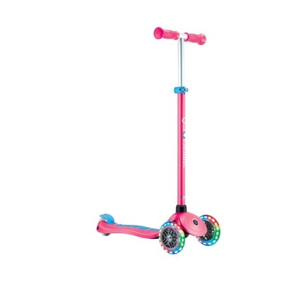 Globber PRIMO PLUS Scooter with Lights - Fuchsia / Sky Blue