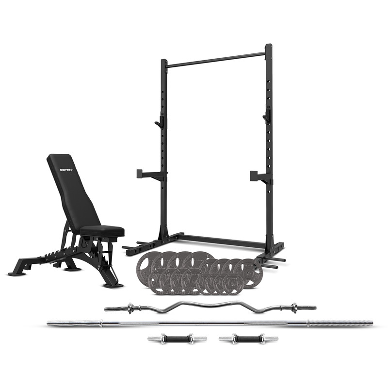 Lifespan Cortex SR3 Squat Rack with 90kg Tri-Grip Weights + BN-9 Bench + Multi-Bar Package Lifespan Cortex SR3 Squat Rack with 90kg Tri-Grip Weights + BN-9 Bench + Multi-Bar Package