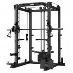 Lifespan CORTEX SM-20 6-in-1 Power Rack with Smith & Cable Machine + Leg Press Attachment + BN-9 Bench + 130kg Olympic Bumper Weight Plate & Barbell Package