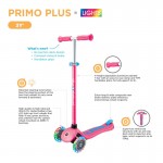 Globber PRIMO PLUS Scooter with Lights - Purple / Pastel Pink Globber PRIMO PLUS Scooter with Lights - Purple / Pastel Pink
