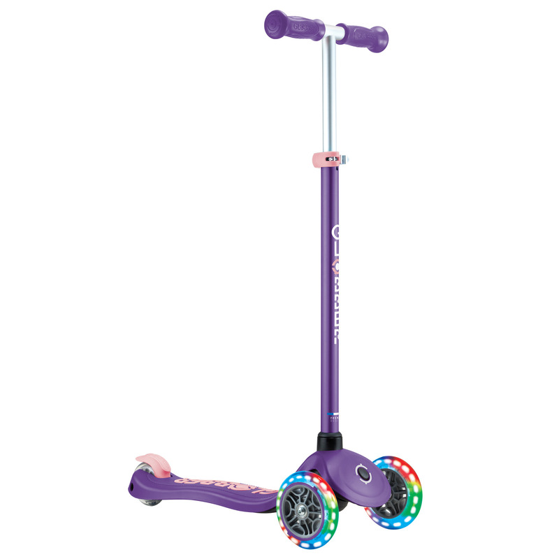 Globber PRIMO PLUS Scooter with Lights - Purple / Pastel Pink Globber PRIMO PLUS Scooter with Lights - Purple / Pastel Pink
