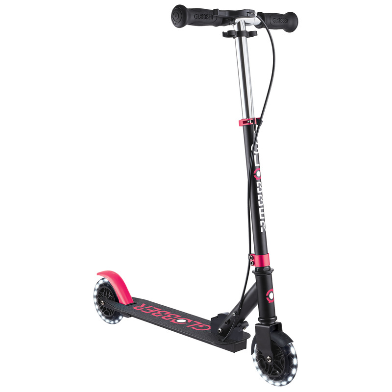 Globber Flow Element Junior Lights Scooter - Black / Pink Globber Flow Element Junior Lights Scooter - Black / Pink