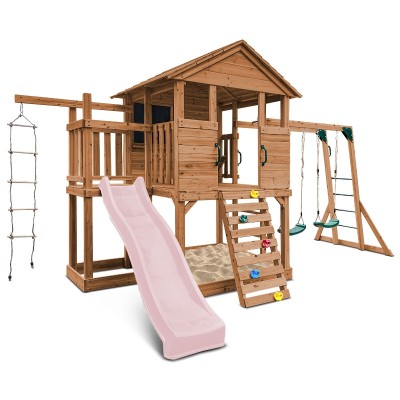 Lifespan Kingston Cubby House with 2.2m Slide - Pastel Pink