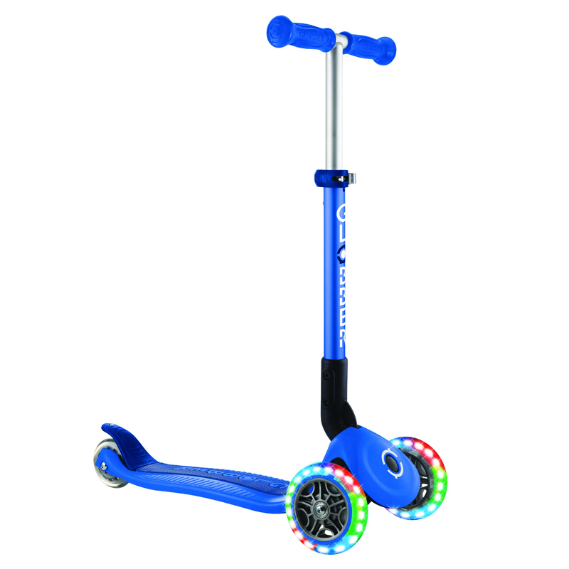 Globber Junior Foldable Lights Scooter - Navy Blue Globber Junior Foldable Lights Scooter - Navy Blue