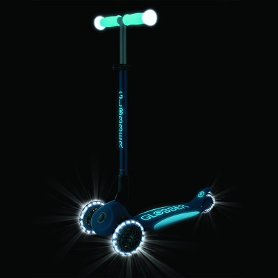 Globber Elite Glow Lights Foldable Scooter - Deep Blue