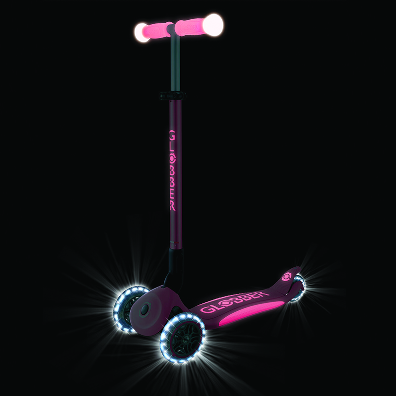 Globber Elite Glow Lights Foldable Scooter - Pastel Pink Globber Elite Glow Lights Foldable Scooter - Pastel Pink