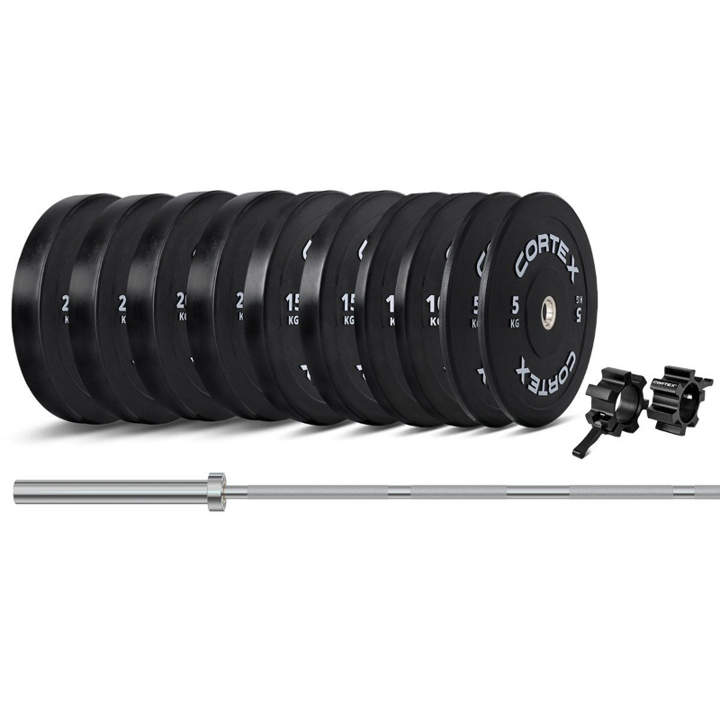 Lifespan CORTEX 160kg Black Series V3 Bumper Plate Set with SPARTAN205 Barbell Lifespan CORTEX 160kg Black Series V3 Bumper Plate Set with SPARTAN205 Barbell