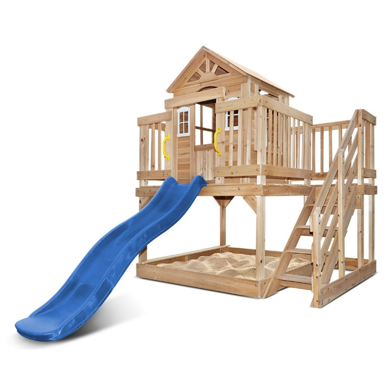 Lifespan Silverton Cubby House with 1.8m Slide - Blue Lifespan Silverton Cubby House with 1.8m Slide - Blue