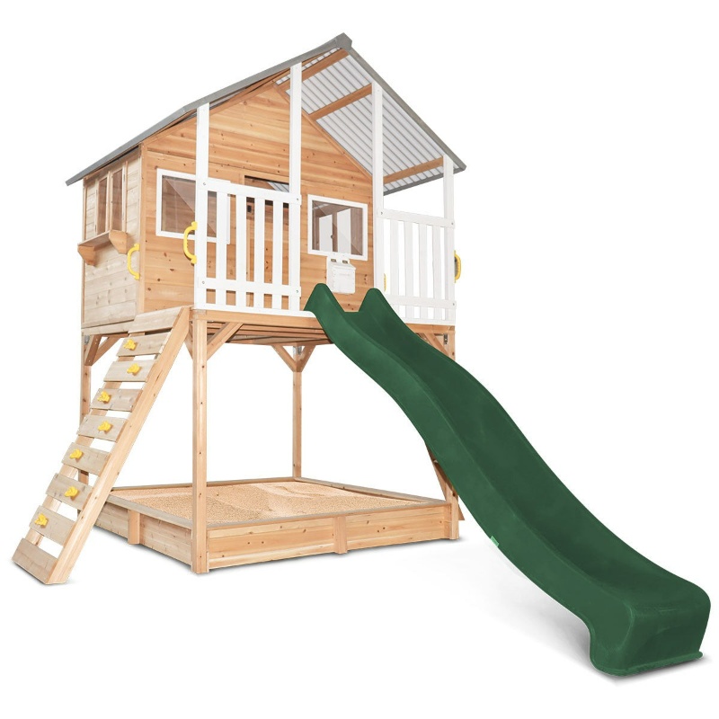 Lifespan Winchester Cubby House (Elevated 1.45m) with 3.0m Slide - Green Lifespan Winchester Cubby House (Elevated 1.45m) with 3.0m Slide - Green