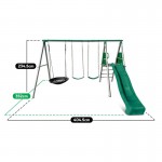 Lifespan Europa Commercial Grade Steel Swing Set with Climb & 2.2m Slide - Green Lifespan Europa Commercial Grade Steel Swing Set with Climb & 2.2m Slide - Green