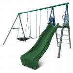 Lifespan Europa Commercial Grade Steel Swing Set with Climb & 2.2m Slide - Green Lifespan Europa Commercial Grade Steel Swing Set with Climb & 2.2m Slide - Green
