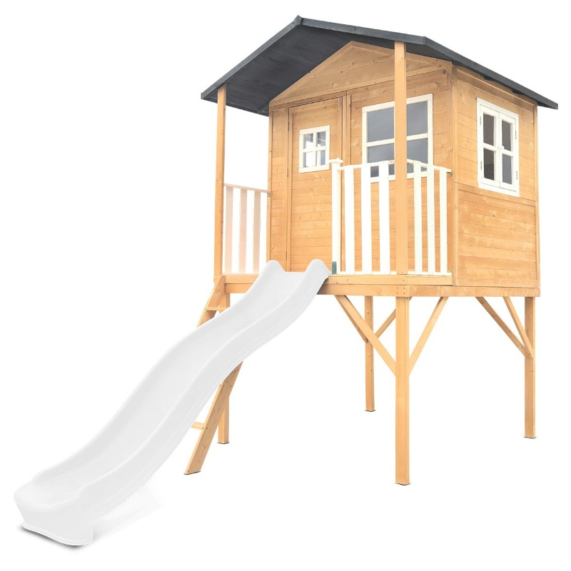 Lifespan Burleigh Cubby House with 2.2m Slide - White Lifespan Burleigh Cubby House with 2.2m Slide - White