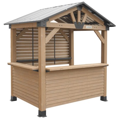 Oslo 2.4m x 1.8m Outdoor Timber & Steel Gable Roof Gazebo - Bar Set