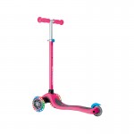Globber Primo V2 Scooter with Lights and Griptape - Fuchsia / Sky Blue