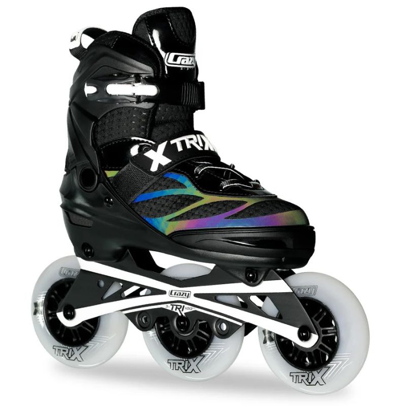 Crazy Skates Trix 3 Wheel Adjustable Inline Skates Black - Medium | 4-7 Crazy Skates Trix 3 Wheel Adjustable Inline Skates Black - Medium | 4-7