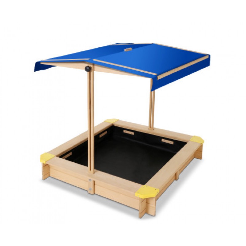 Keezi Fir Wood Canopy Outdoor Sand Box Set Sand Pit - Natural Wood Keezi Fir Wood Canopy Outdoor Sand Box Set Sand Pit - Natural Wood