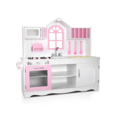Keezi Kids Princess Wooden Kitchen Play Set - White & Pink