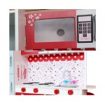 Keezi Kids Wooden Kitchen Play Set with Fridge - Pink & Red