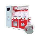 Keezi Kids Wooden Kitchen Play Set with Fridge - Pink & Red