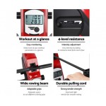 Everfit 4 Level Rowing Exercise Machine with Elastic Rope System -Red