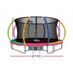 Everfit 12ft Trampoline Round Trampoline with Basketball Hoop - Multi-coloured Everfit 12ft Trampoline Round Trampoline with Basketball Hoop - Multi-coloured