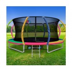 Everfit 14ft Trampoline Round Trampolines with Basketball Hoop - Multi-coloured