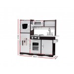 Keezi Kids Modern Wooden Kitchen Utensils Pretend Play Set - Dark Brown and Silver Keezi Kids Modern Wooden Kitchen Utensils Pretend Play Set - Dark Brown and Silver