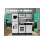 Keezi Kids Modern Wooden Kitchen Utensils Pretend Play Set - Dark Brown and Silver Keezi Kids Modern Wooden Kitchen Utensils Pretend Play Set - Dark Brown and Silver