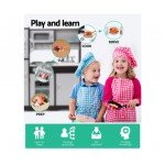 Keezi Kids Modern Wooden Kitchen Utensils Pretend Play Set - Dark Brown and Silver Keezi Kids Modern Wooden Kitchen Utensils Pretend Play Set - Dark Brown and Silver