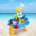 Keezi Kids Beach Sand and Water Sandpit Pirate Ship Outdoor Table Toys Keezi Kids Beach Sand and Water Sandpit Pirate Ship Outdoor Table Toys