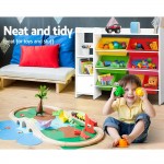 Keezi 8 Bins Kids Toy Box Storage Organiser - White Keezi 8 Bins Kids Toy Box Storage Organiser - White