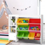 Keezi 8 Bins Kids Toy Box Storage Organiser - White Keezi 8 Bins Kids Toy Box Storage Organiser - White