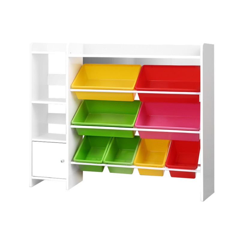 Keezi 8 Bins Kids Toy Box Storage Organiser - White Keezi 8 Bins Kids Toy Box Storage Organiser - White
