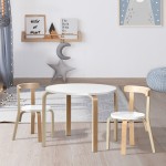 Keezi Nordic Kids Activity Study Play Modern Table and Chair Set - White/Natural Keezi Nordic Kids Activity Study Play Modern Table and Chair Set - White/Natural