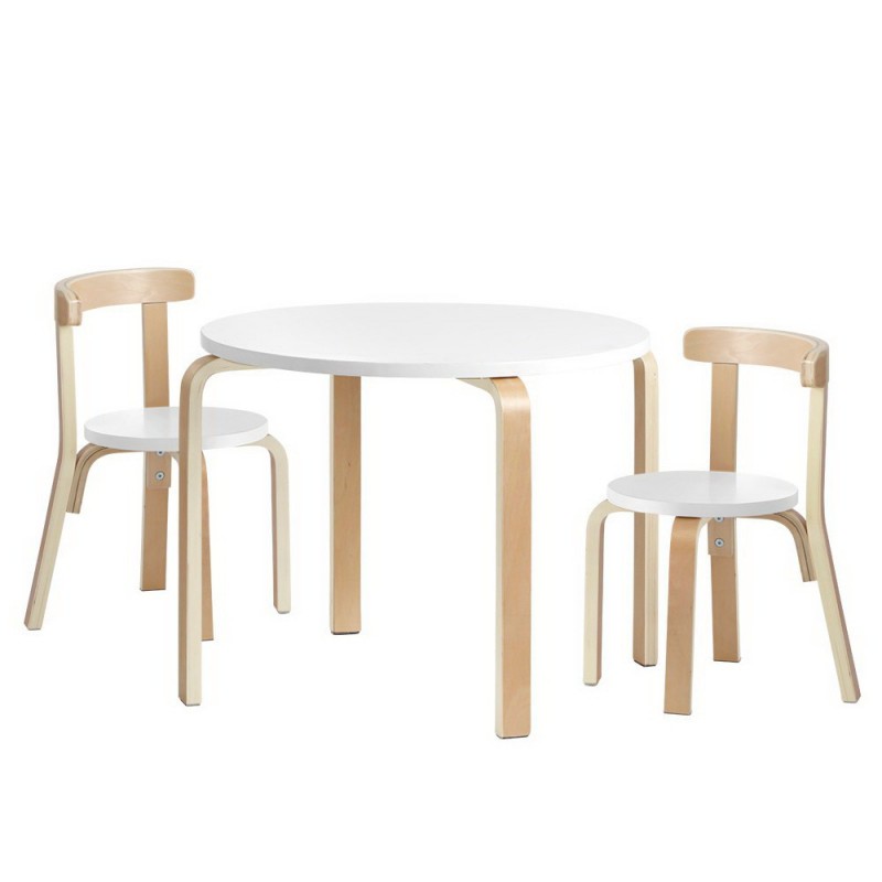 Keezi Nordic Kids Activity Study Play Modern Table and Chair Set - White/Natural Keezi Nordic Kids Activity Study Play Modern Table and Chair Set - White/Natural