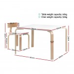 Keezi 5 Piece Set Nordic Kids Activity Study Play Modern Table and Chair Set - White/Natural Keezi 5 Piece Set Nordic Kids Activity Study Play Modern Table and Chair Set - White/Natural