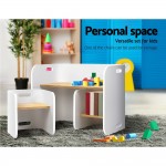 Keezi 3 Piece Nordic Kids Activity Desk Compact Table and Chair Set - White/Natural Keezi 3 Piece Nordic Kids Activity Desk Compact Table and Chair Set - White/Natural