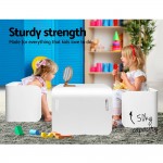 Keezi 3 Piece Nordic Kids Activity Desk Compact Table and Chair Set - White/Natural Keezi 3 Piece Nordic Kids Activity Desk Compact Table and Chair Set - White/Natural