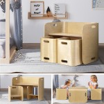 Keezi 3 Piece Nordic Kids Activity Desk Compact Table and Chair Set - Natural Keezi 3 Piece Nordic Kids Activity Desk Compact Table and Chair Set - Natural