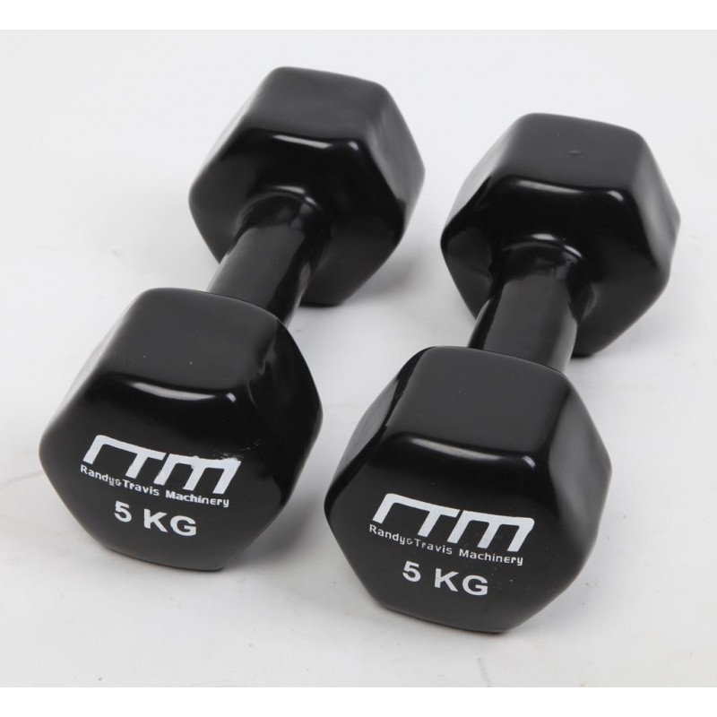 5kg Dumbbells Pair PVC Hand Weights Rubber Coated 5kg Dumbbells Pair PVC Hand Weights Rubber Coated