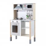 Keezi Kids Kitchen Pretend Play Set Wooden Cooking Cookware Childrens Toy - White Keezi Kids Kitchen Pretend Play Set Wooden Cooking Cookware Childrens Toy - White