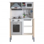 Keezi Kids Kitchen Pretend Play Set Wooden Cooking Cookware Childrens Toy - White Keezi Kids Kitchen Pretend Play Set Wooden Cooking Cookware Childrens Toy - White