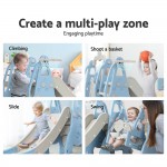 Keezi Kids Slide 170cm Extra Long Swing Basketball Hoop Toddlers Playset - Blue Keezi Kids Slide 170cm Extra Long Swing Basketball Hoop Toddlers Playset - Blue