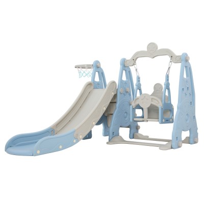 Keezi Kids Slide 170cm Extra Long Swing Basketball Hoop Toddlers Playset - Blue