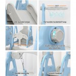 Keezi Kids Slide 170cm Extra Long Swing Basketball Hoop Toddlers Playset - Blue Keezi Kids Slide 170cm Extra Long Swing Basketball Hoop Toddlers Playset - Blue