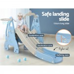Keezi Kids Slide 170cm Extra Long Swing Basketball Hoop Toddlers Playset - Blue Keezi Kids Slide 170cm Extra Long Swing Basketball Hoop Toddlers Playset - Blue
