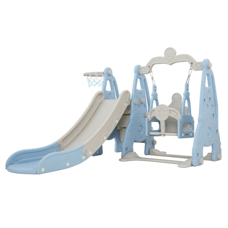 Keezi Kids Slide 170cm Extra Long Swing Basketball Hoop Toddlers Playset - Blue Keezi Kids Slide 170cm Extra Long Swing Basketball Hoop Toddlers Playset - Blue