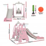 Keezi Kids Slide 170cm Extra Long Swing Basketball Hoop Toddlers Playset - Pink Keezi Kids Slide 170cm Extra Long Swing Basketball Hoop Toddlers Playset - Pink