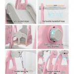 Keezi Kids Slide 170cm Extra Long Swing Basketball Hoop Toddlers Playset - Pink Keezi Kids Slide 170cm Extra Long Swing Basketball Hoop Toddlers Playset - Pink